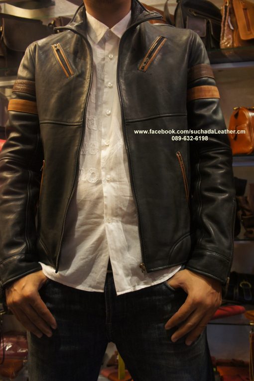 เสื้อ Jacket แขนแถบหนังวัวแท้ - Image 4
