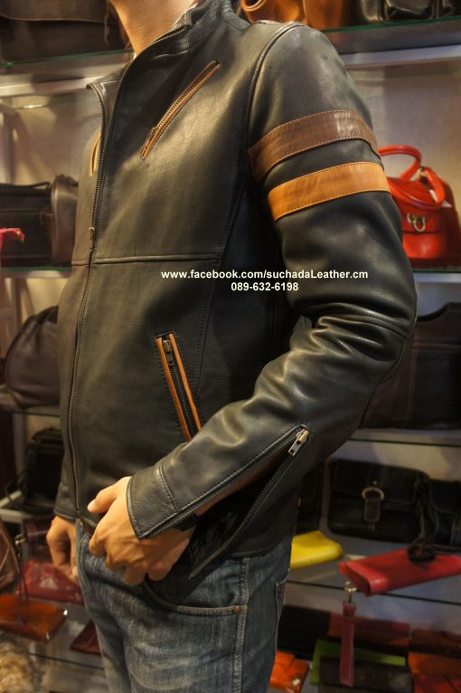 เสื้อ Jacket แขนแถบหนังวัวแท้ - Image 9