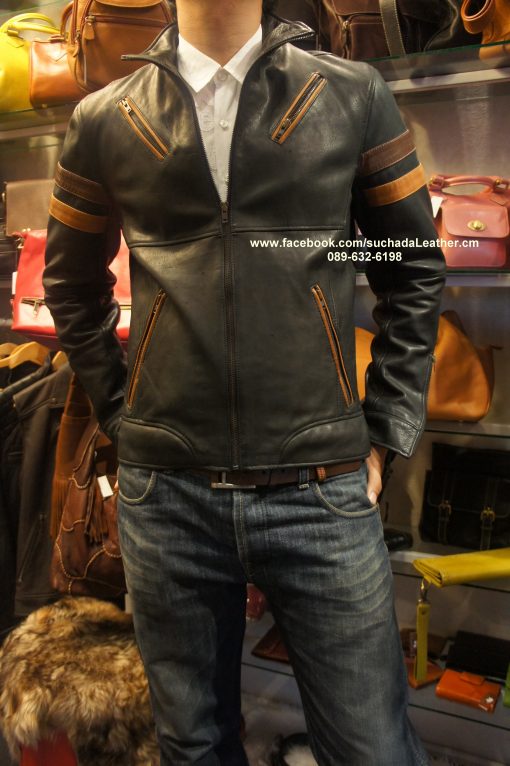 เสื้อ Jacket แขนแถบหนังวัวแท้ - Image 10