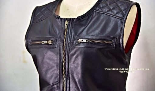 เสื้อกั๊กซิปหน้าออกสองข้างหนังแท้ - Image 2
