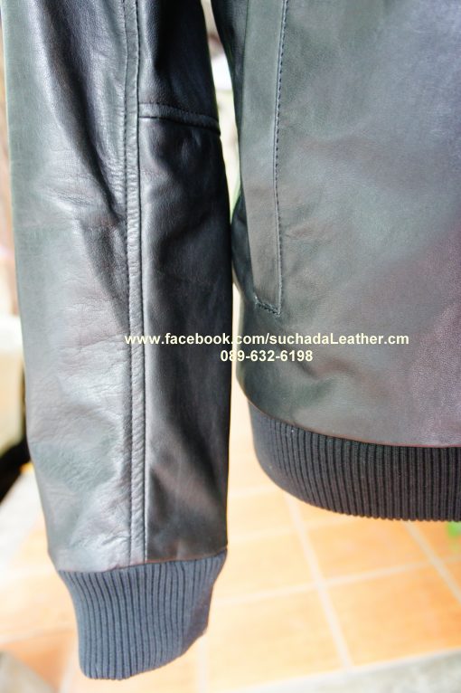 เสื้อหนังคอผ้ายืดหนังวัวแท้ - Image 5