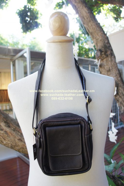 กระเป๋าสะพายใบไม่ใหญ่หนังวัวแท้ โทร089 632 6198 - Image 3